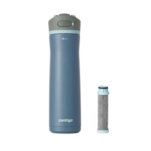 Contigo&reg; Wells Chill Stainless Steel Filter Water Bottle with AUTOSPOUT&reg; Straw Lid and Replacement Filter, 24 Oz.
